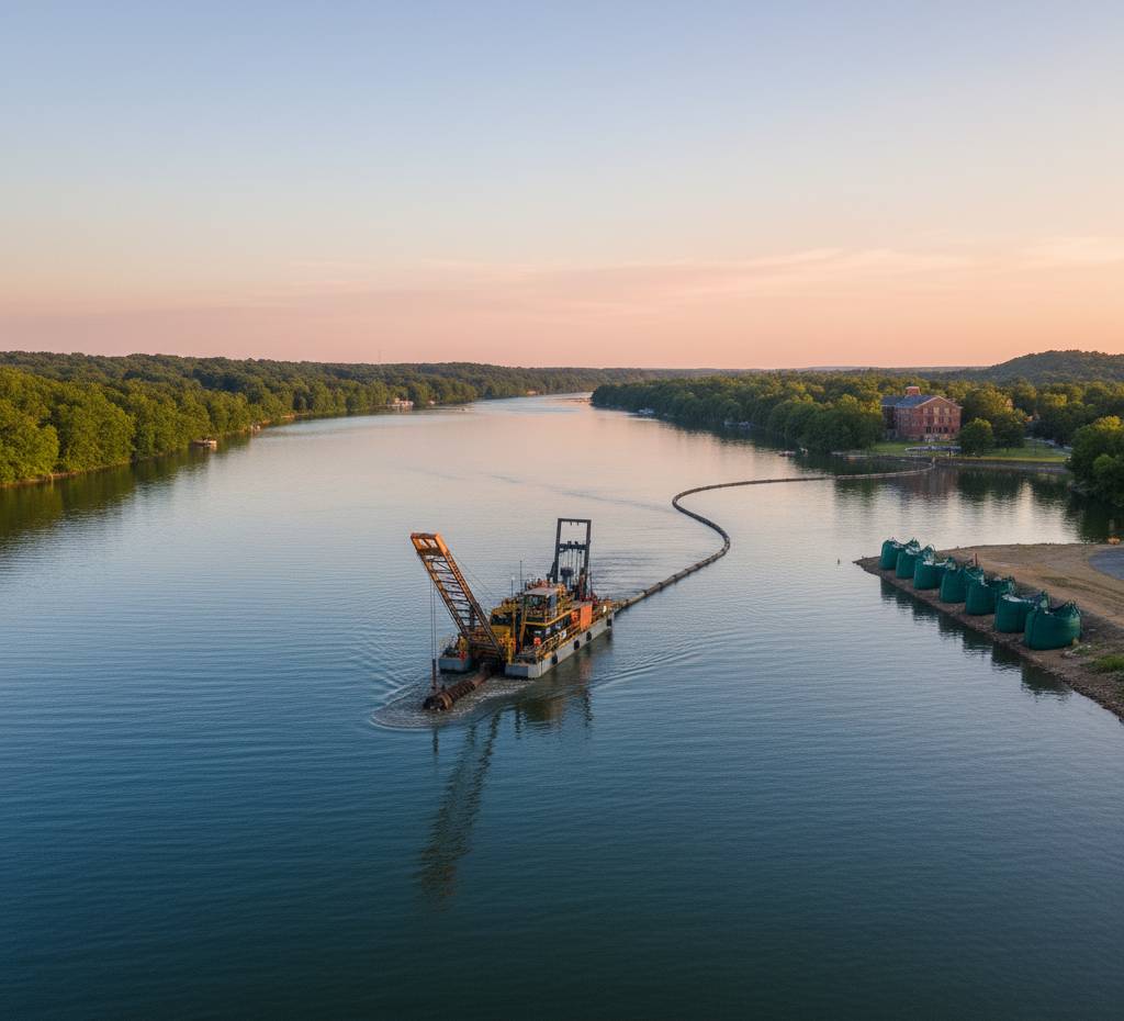 Specialized dredging equipment on-site in Tennessee